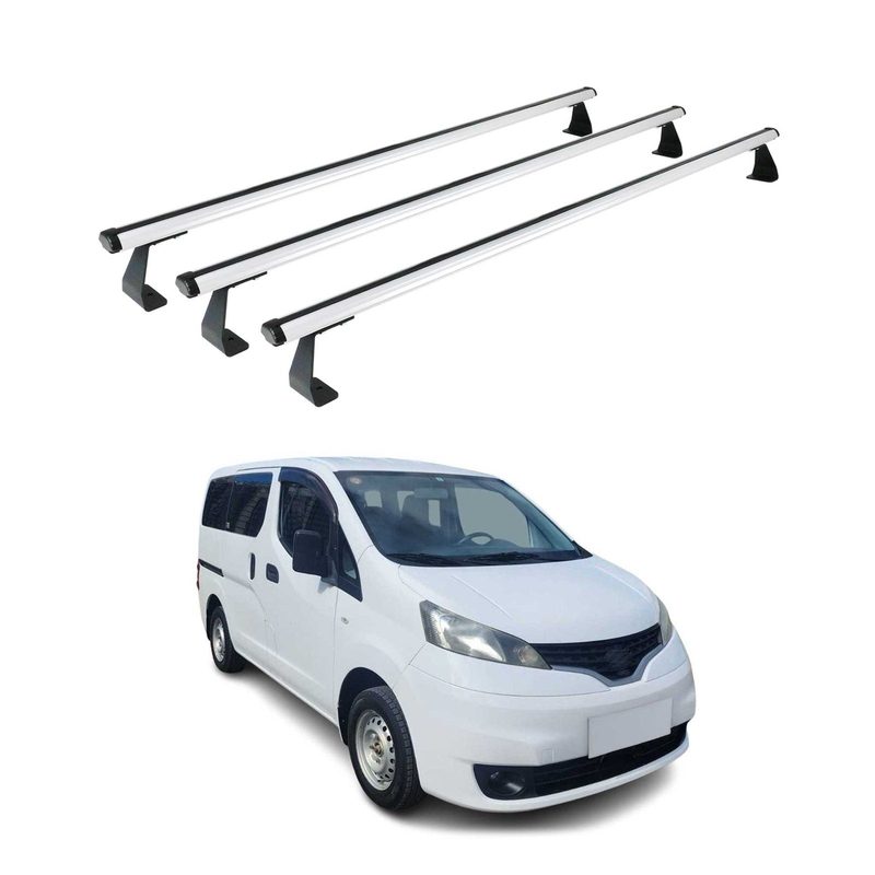 2013-2021 Nissan NV200 Roof Rack Cross Bars Luggage Carrier Aluminium Silver 3 Pcs