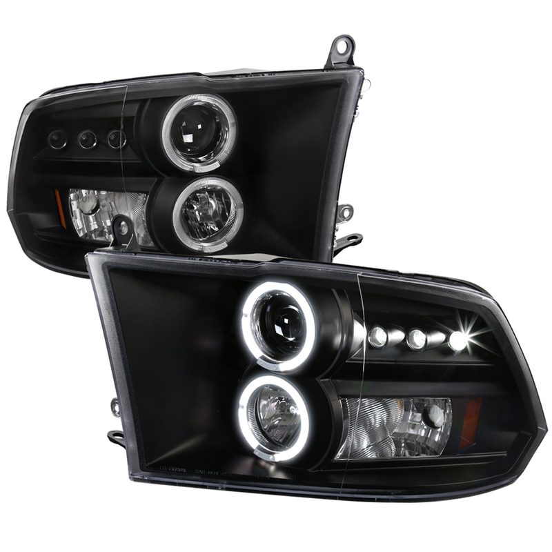 2009-2018 Dodge RAM 1500 / RAM 2500 3500 Dual Halo Headlights Matte Black