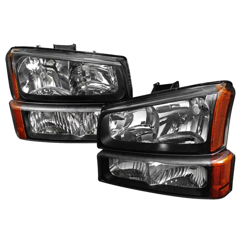 2002-2006 Chevy Avalanche/ Silverado Factory Headlights Bumper Lights Black