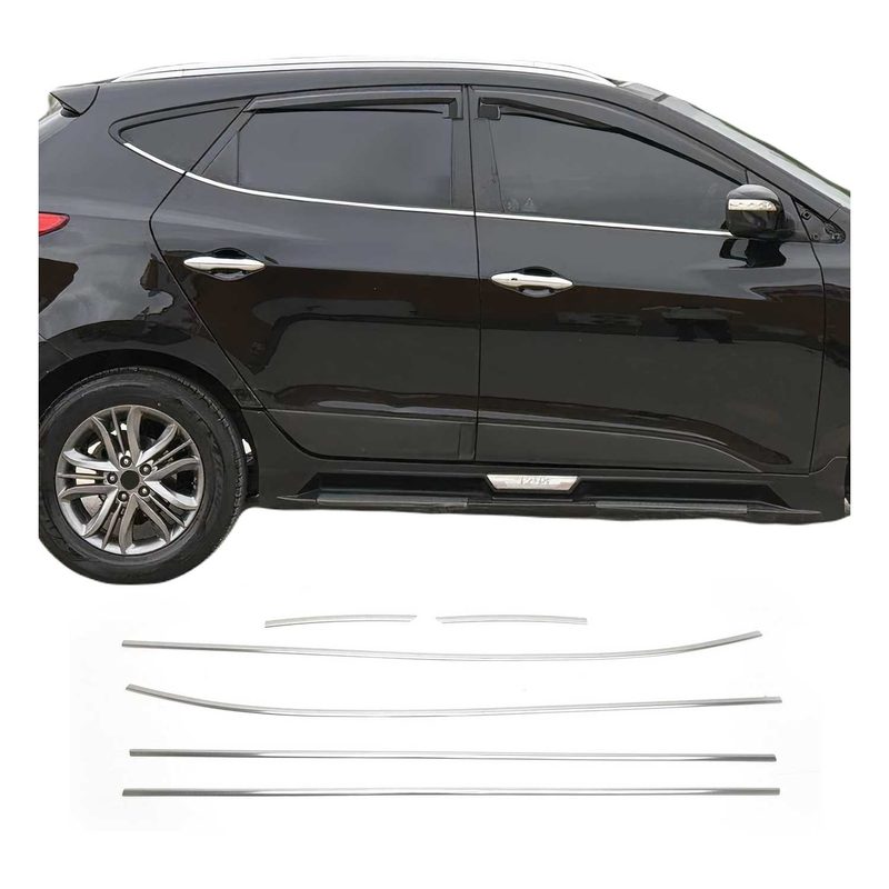 2010-2015 Hyundai Tucson Window Molding Trim Streamer Stainless Steel Silver 6 Pcs