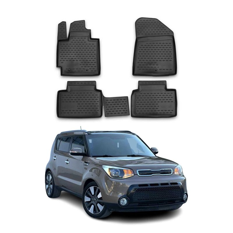2014-2019 Kia Soul Floor Mats Liners Full Set All Weather Black