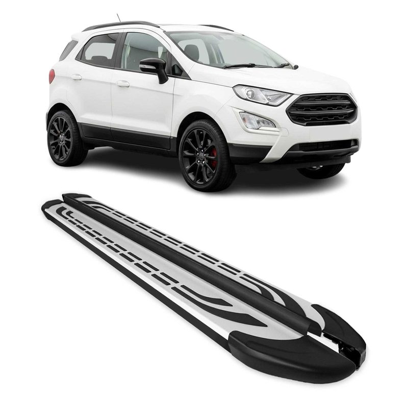 2013-2017 Ford EcoSport Running Boards Side Steps Silver & Black