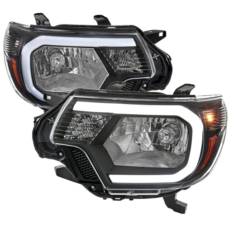 2012-2015 Toyota Tacoma LED Bar Factory Headlights Amber Reflector Matt Black