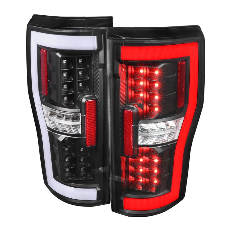 2017-2019 Ford F-250/350/450/550 White LED Bar Tail Lights Matt Black/Clear