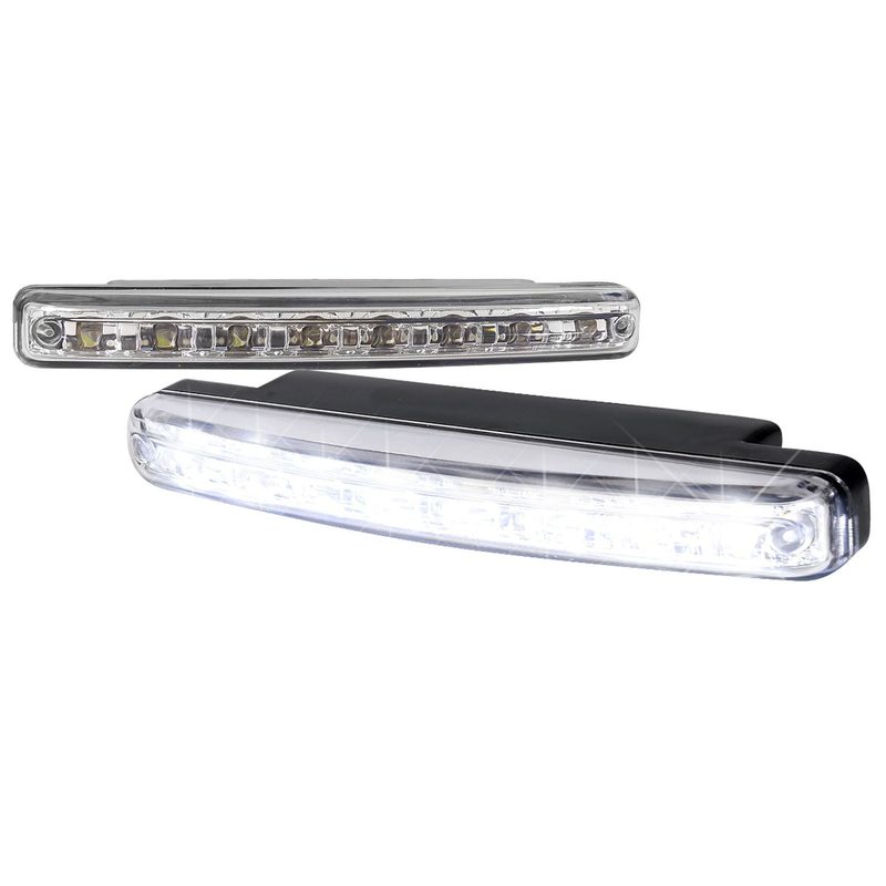 Universal 4W 8 LED 6000K Daytime Running Lights Chrome Housing/Clear Lens
