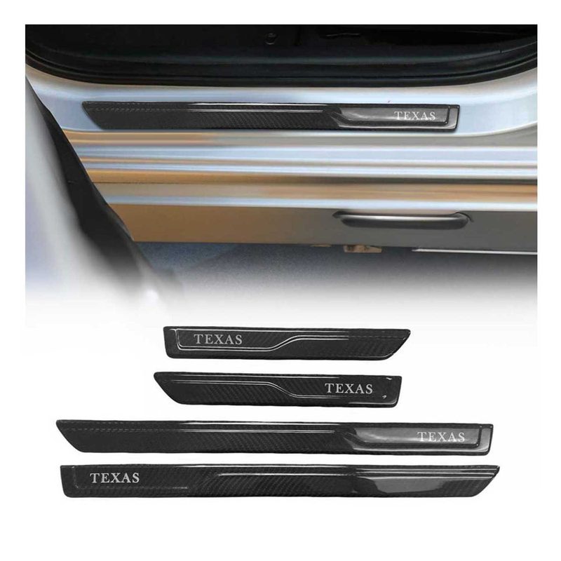 Genesis Door Sill Scuff Plate Scratch Protector Carbon Fiber Black 4 Pcs