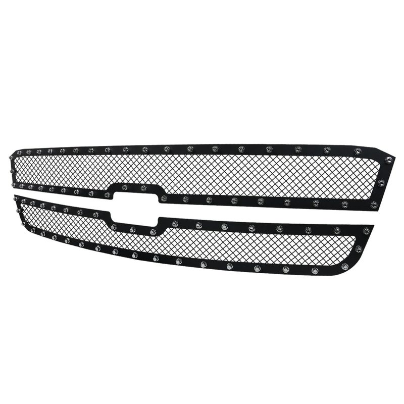 2003-2006 Chevy Silverado/Avalanche Rivet Black Steel 2PC Mesh Grille Insert