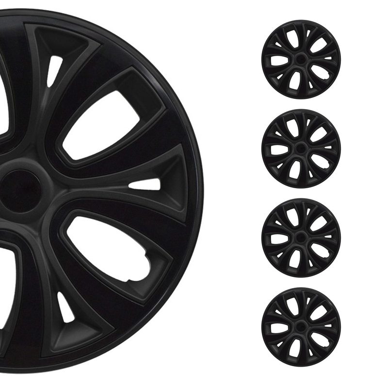 ColorFlex Hub Caps Wheel Cover 14" Black Matt & Black Full Set 4 pcs.