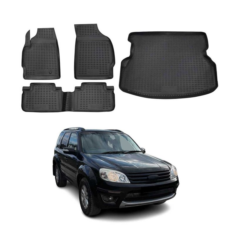 2008-2012 Ford Escape Floor Mats & Cargo Liner Full Set All Weather Black