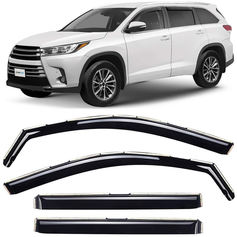Clim Art Wind Deflectors for Toyota Highlander 2014-2019 Dark Smoke 4Pcs