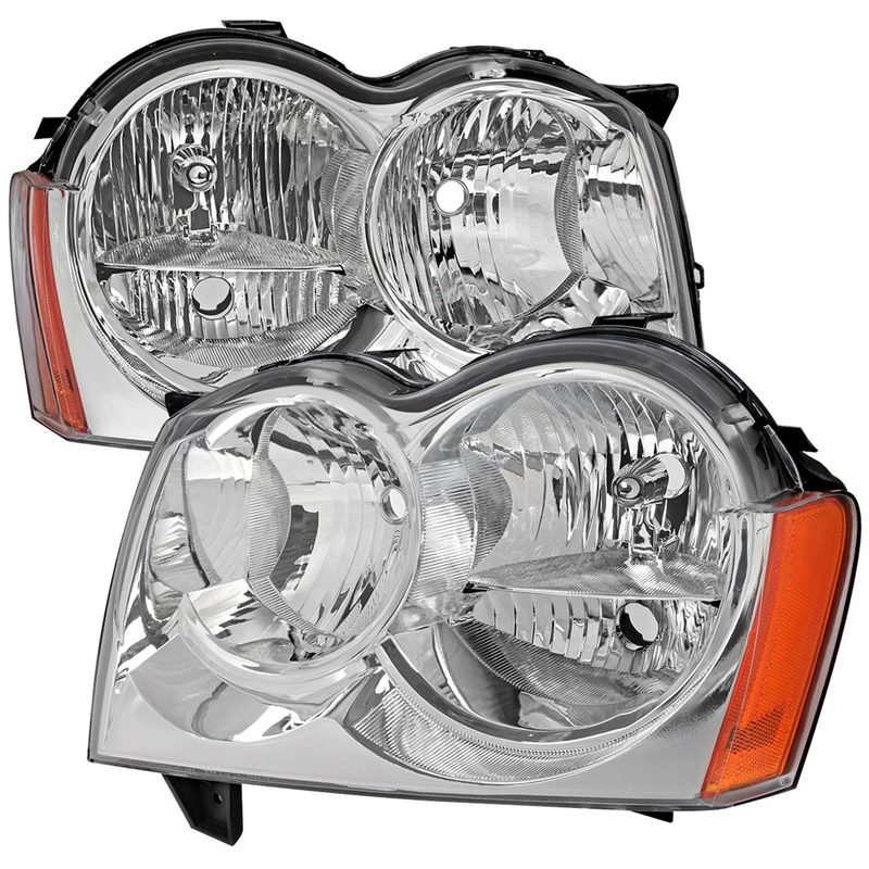 2005-2007 Jeep Grand Cherokee Factory Style Headlights Chrome/Clear Lens