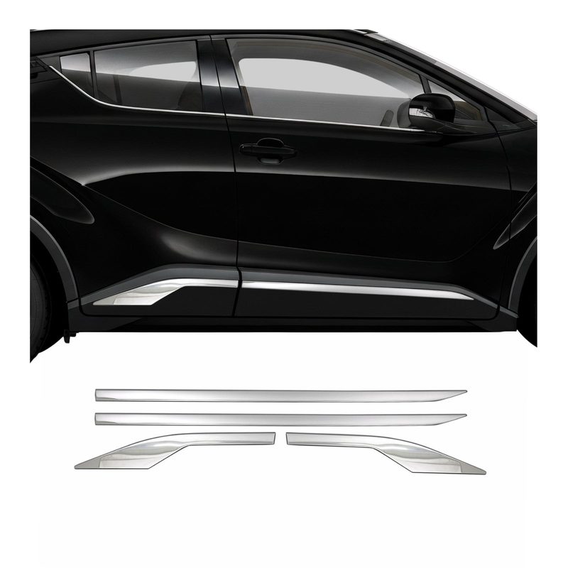 2018-2022 Toyota C-HR Side Door Molding Trim Skirt Garnish Stainless Steel Silver 4Pcs