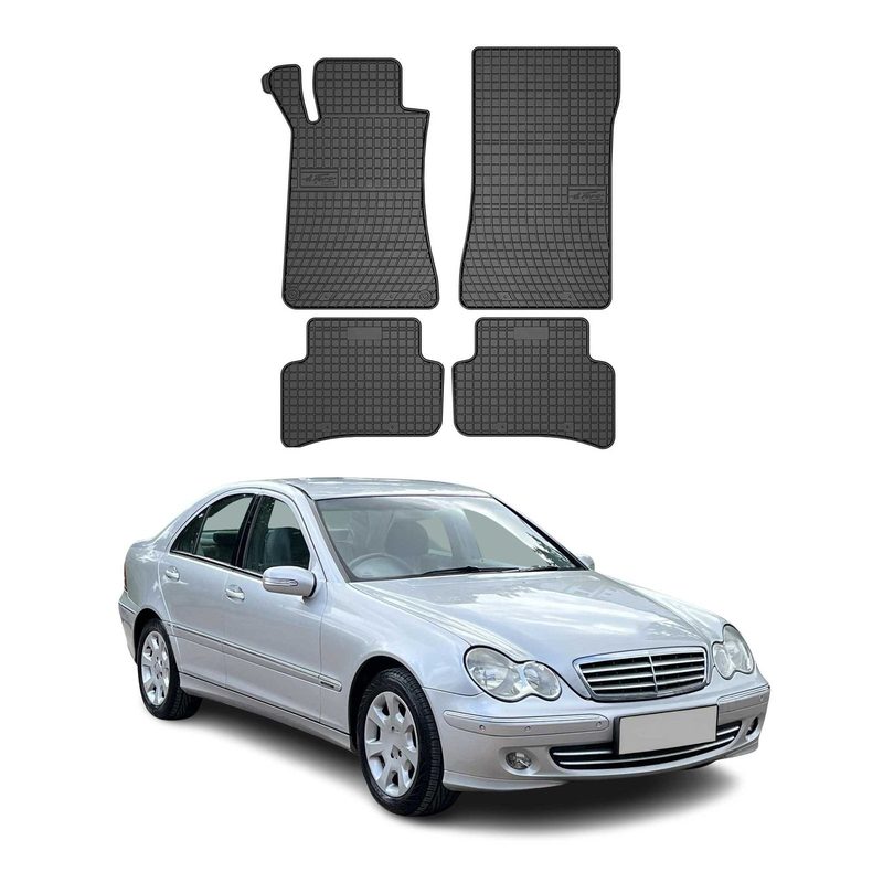 2001-2009 Mercedes C Class W203 Floor Mats Liners Full Set All Weather Rubber Black