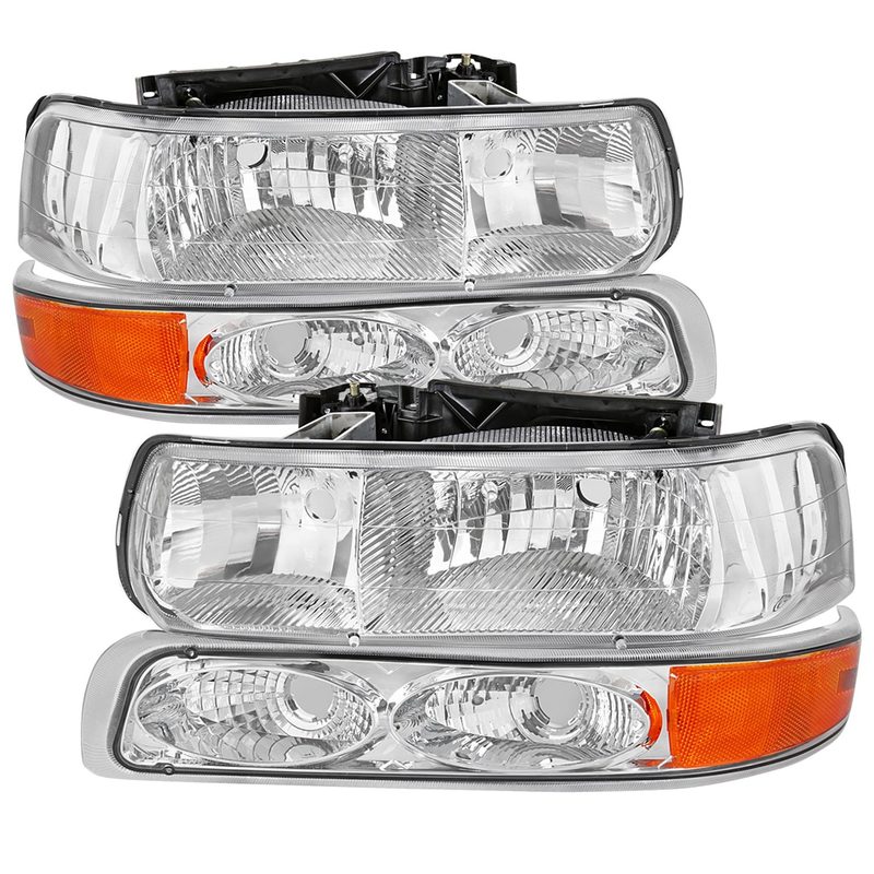 1999-2002 Chevy Silverado/Tahoe/Suburban Headlights Bumper Light Chrome