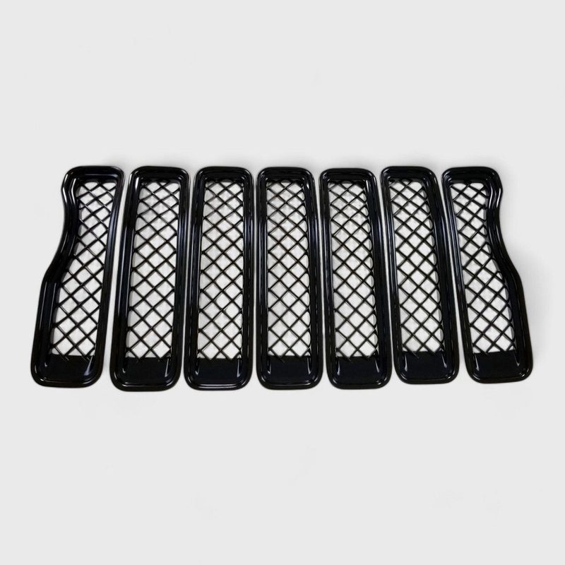 2018-2023 Jeep Wrangler JL Grille Overlay Gloss Black 7Pcs ABS Plastic