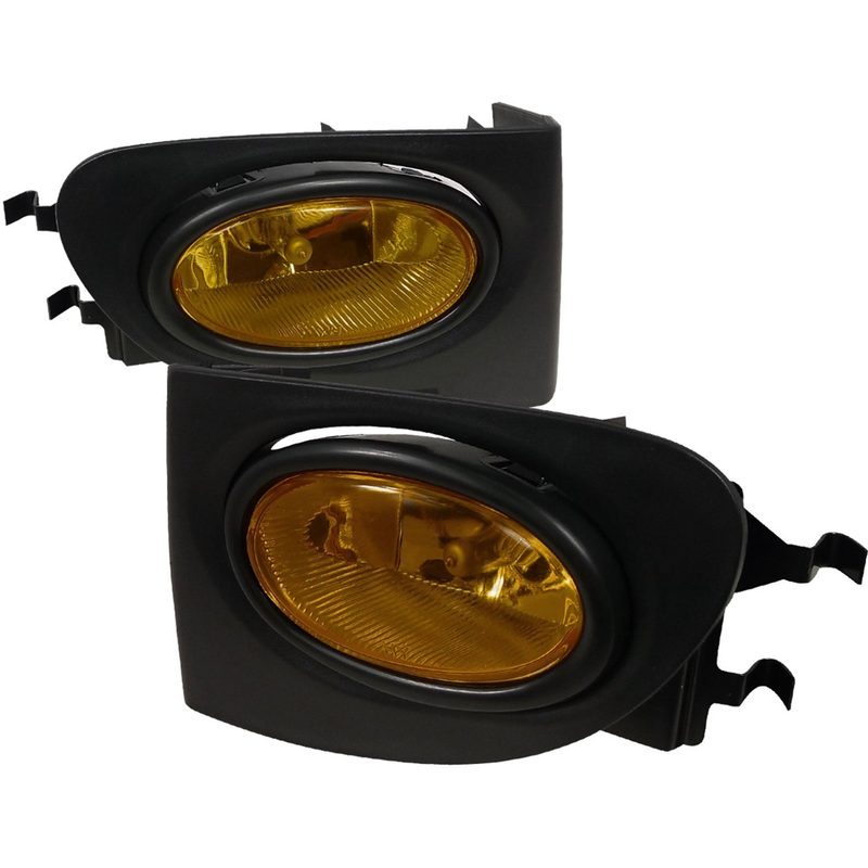 2002-2005 Honda Civic Si Hatchback H11 Fog Lights Kit Chrome/Amber Yellow Lens