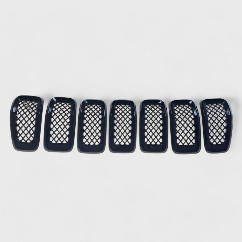 2014-2018 Jeep Cherokee Grille Overlay Gloss Black 7Pcs ABS Plastic