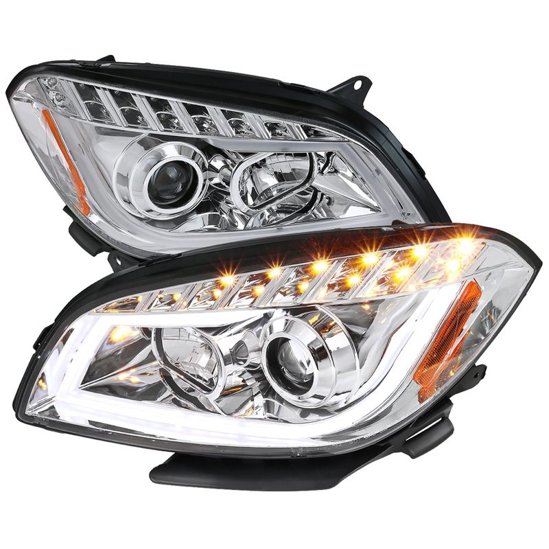 2008-2012 Chevy Malibu LS LT LTZ Hybrid LED Bar Headlights LED Signal Chrome