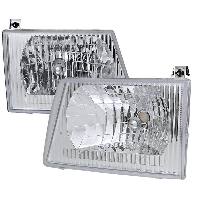 1992-2006 Ford Econoline Factory Style Crystal Headlights Chrome/Clear Lens