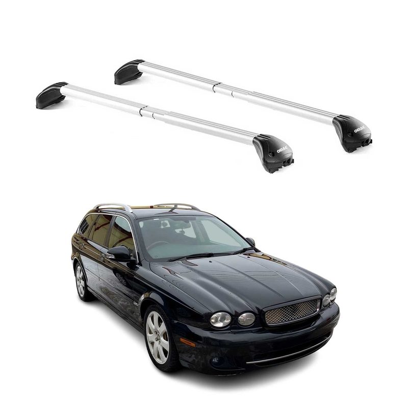 2002-2008 Jaguar X-Type Wagon Roof Rack Cross Bars Silver