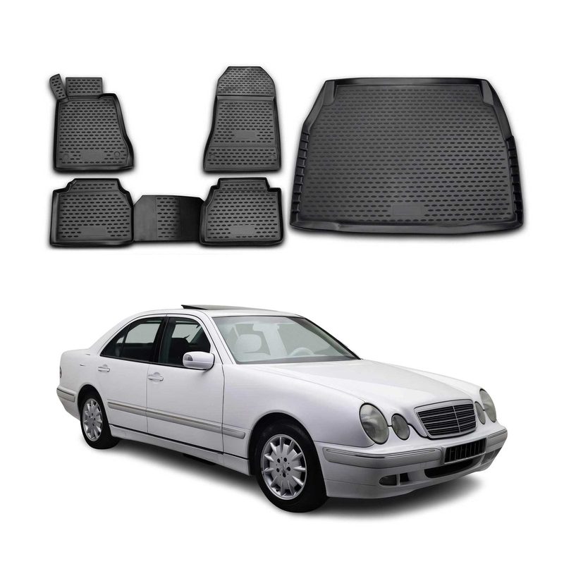1996-2002 Mercedes E Class W210 Sedan Floor Mats & Cargo Liner Full Set All Weather Black
