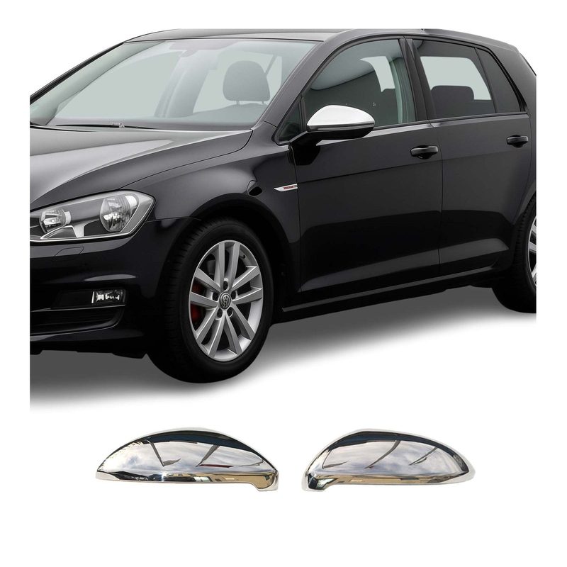 2015-2021 VW Golf Mk7 Side Mirror Cover Caps Stainless Steel Silver 2 Pcs