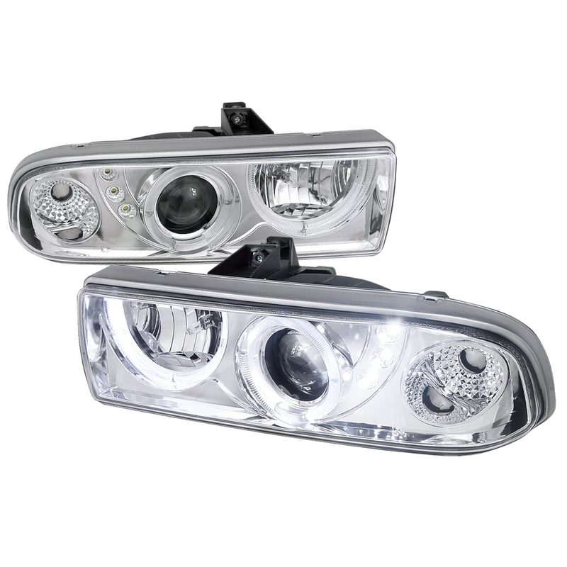 1998-2004 Chevy S10 Dual Halo Projector Headlights Chrome Housing/Clear Lens