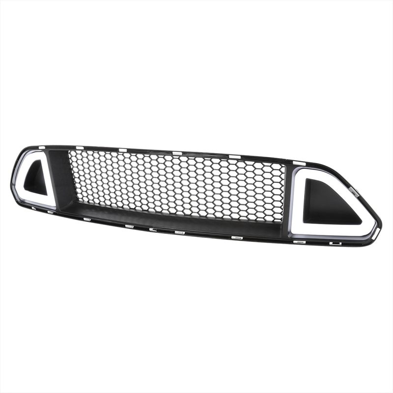 2015-2017 Ford Mustang Black ABS Mesh Grille w/ Dual Integrated LED Bar