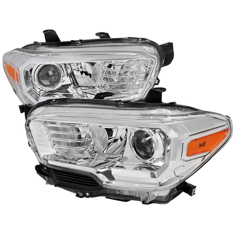 2016-2023 Toyota Tacoma Projector Headlights w/ Amber Reflectors Chrome/Clear