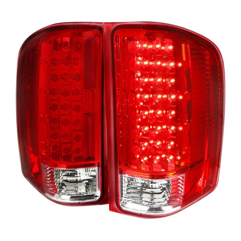 2007-2014 Chevrolet Silverado LED Tail Lights - OZ Chrome Housing/Red Lens