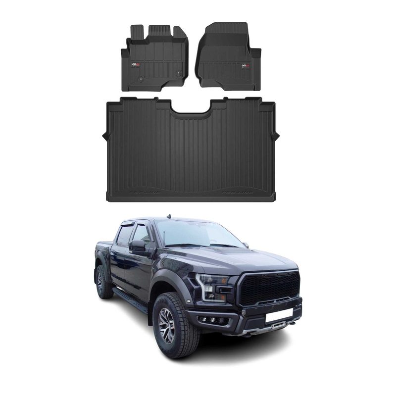 2015-2026 Ford F-150 Lightning /F-150 Raptor /F-150 Super Crew Premium Floor Mats Liners Full Set All Weather Heavy Duty