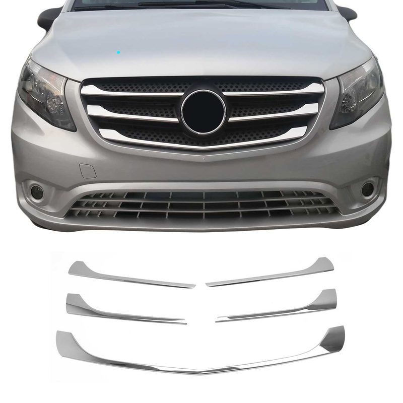 Front Bumper Grill Trim Molding for Mercedes Metris 2016-2020 S.Steel Chrome 5x