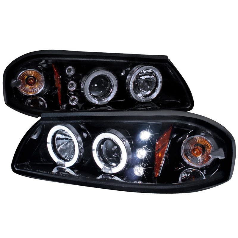 2000-2005 Chevy Impala Dual Halo Projector Headlights Glossy Black/Smoke Lens
