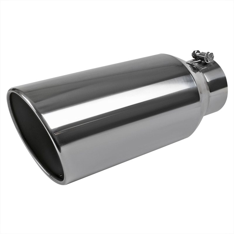 Universal 4" Inlet/6" Outlet Chrome Stainless Steel Bolt-On Angled Exhaust Tip