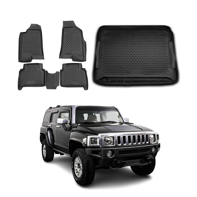 2006-2010 Hummer H3/H3T Floor Mats & Cargo Liner Full Set All Weather Black