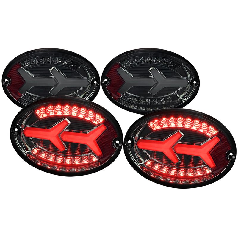 1997-2004 Chevy Corvette C5 4 PC White LED Bar Tail Lights Chrome/Dark Smoke