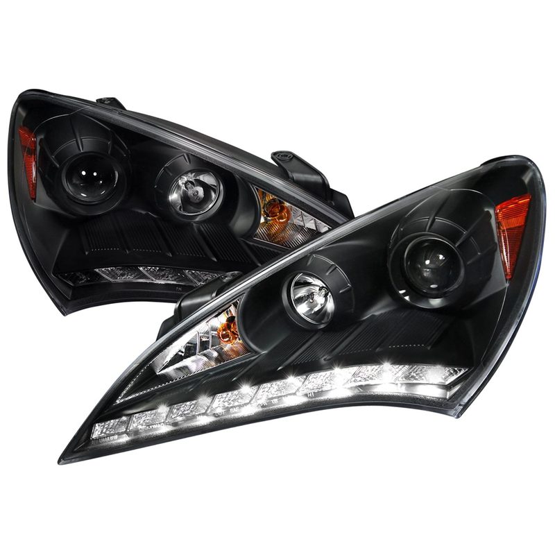 2010-2012 Hyundai Genesis Coupe Projector Headlights SMD LED Light Strip Black