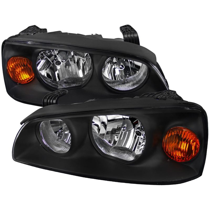 2004-2006 Hyundai Elantra Crystal Headlights w/ Amber Reflectors Black/Clear