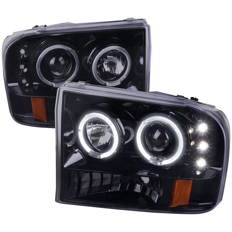1999-2004 Ford Excursion F-250 F-350 F-450 F-550 Dual Halo Headlights Smoke