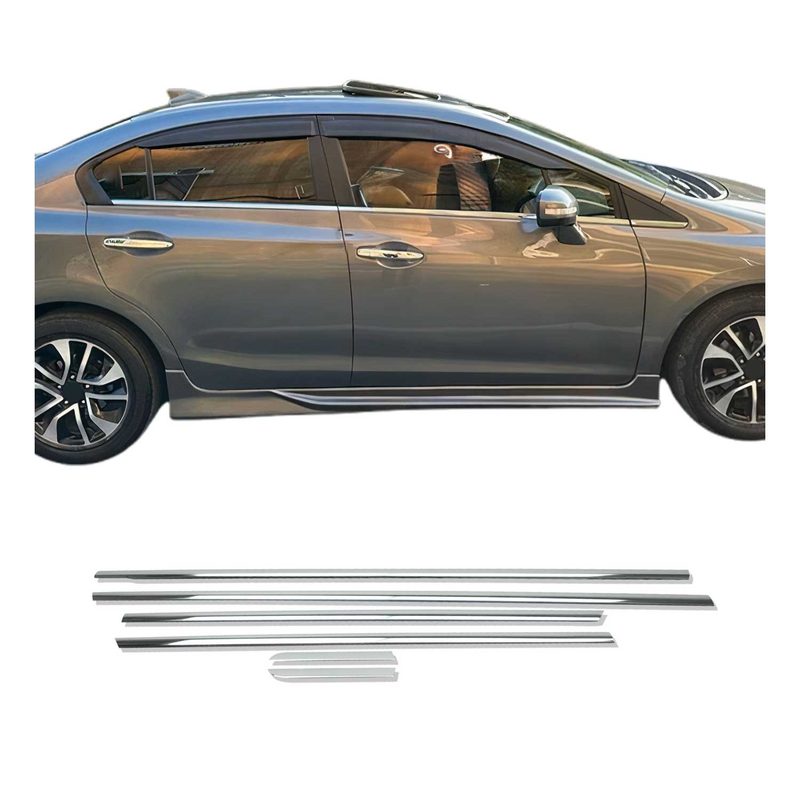2012-2015 Honda Civic Sedan Window Molding Trim Streamer Stainless Steel