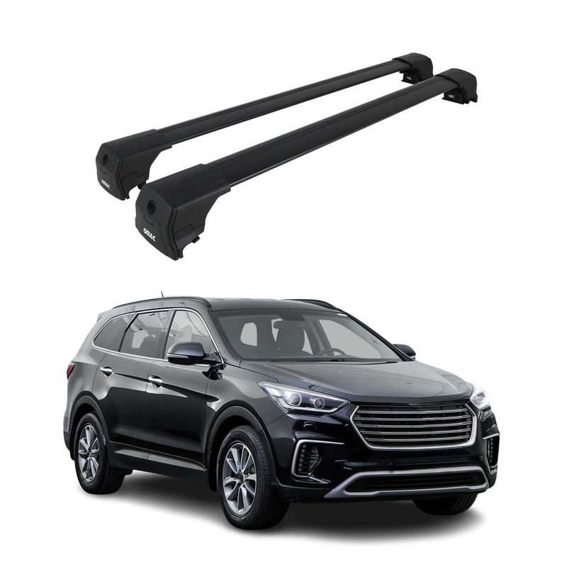 Alu Roof Racks Cross Bars Carrier for Hyundai Santa Fe 3.gen 2013-2018 Black 2x