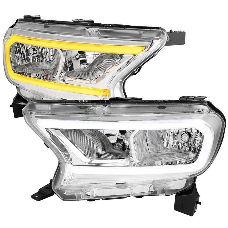 For Ford Ranger XL XLT 2019-2023 Factory Style Headlights LED Bar Turn Signal Chrome Housing Clear Lens