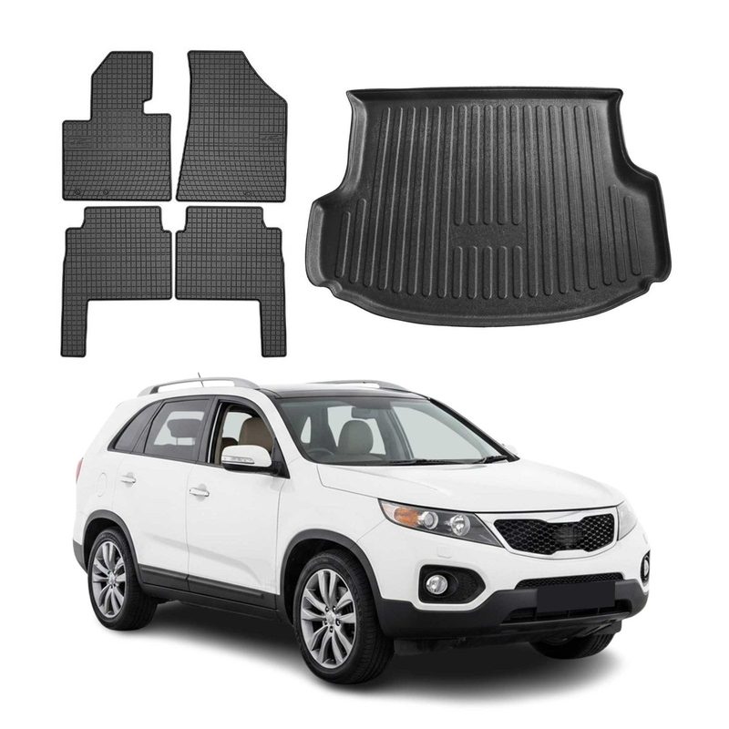 2011-2013 Kia Sorento Floor Mats & Cargo Liner Full Set All Weather Black