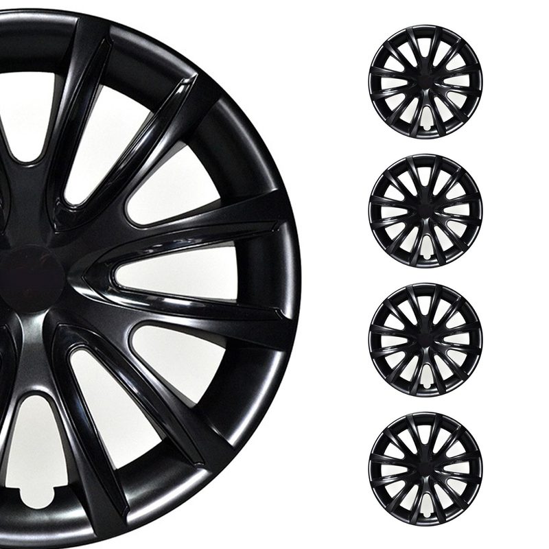 Bicolo Hub Caps Wheel Cover 15" Black & Black Full Set 4 pcs.