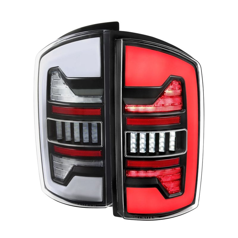 2002-2006 Dodge RAM 1500/2500/3500 White LED Bar Tail Lights Matte Black/Clear