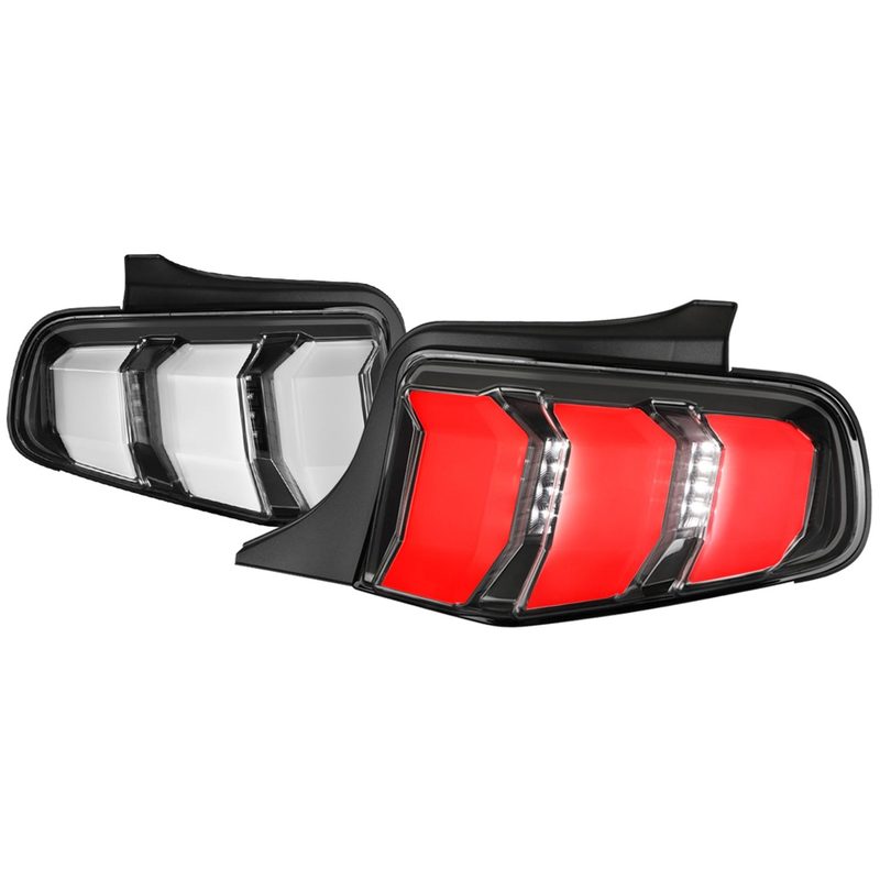 2010-2012 Ford Mustang Sequential LED Tail Lights Matte Black/Clear Lens