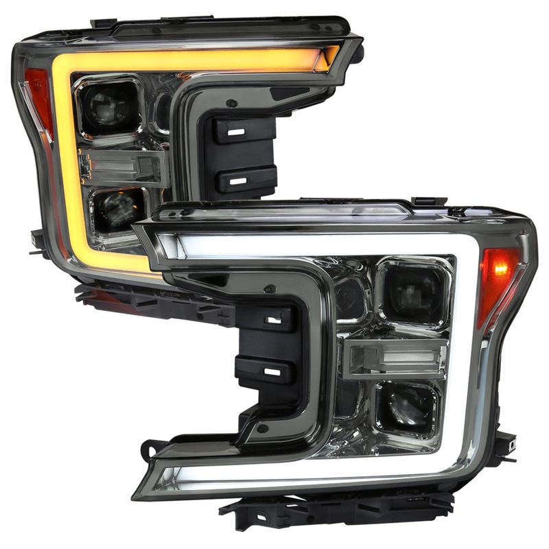 2018-2020 Ford F-150 LED C-Bar Headlights Signal Lights Chrome / Smoked