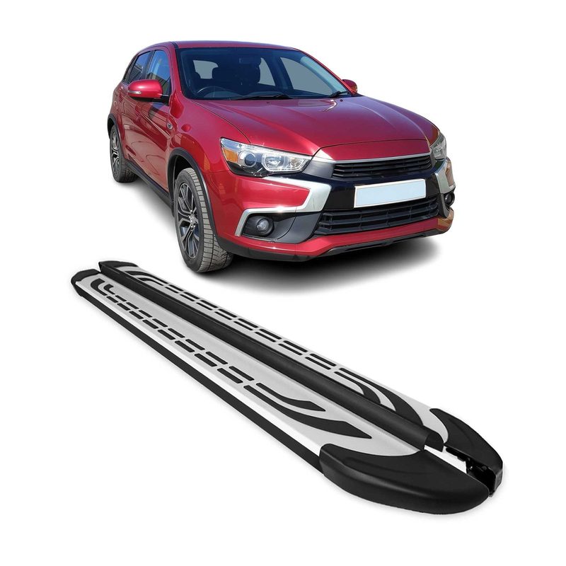 2011-2024 Mitsubishi Outlander Sport Running Boards Side Steps Silver & Black