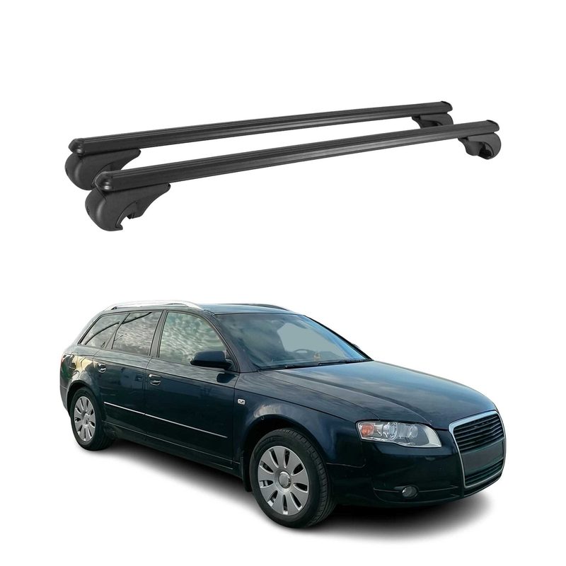 Roof Racks Cross Bars Carrier for Audi A4 Avant 2004-2008 Aluminium Black 2Pcs