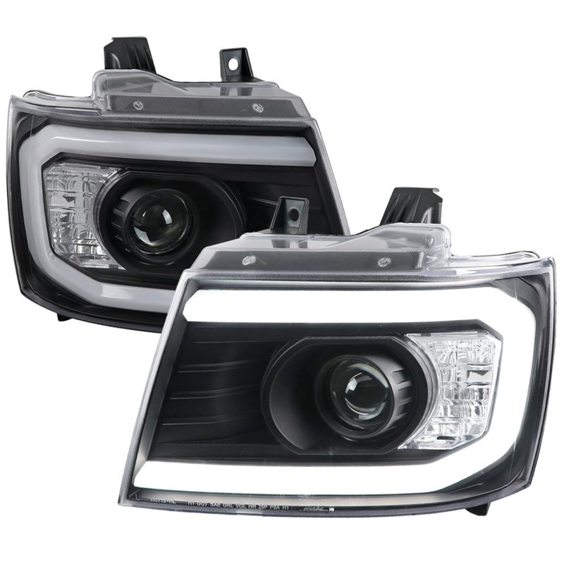 2007-2013 Chevy Avalanche/ 07-2014 Tahoe Suburban LED C-Bar Headlights Black